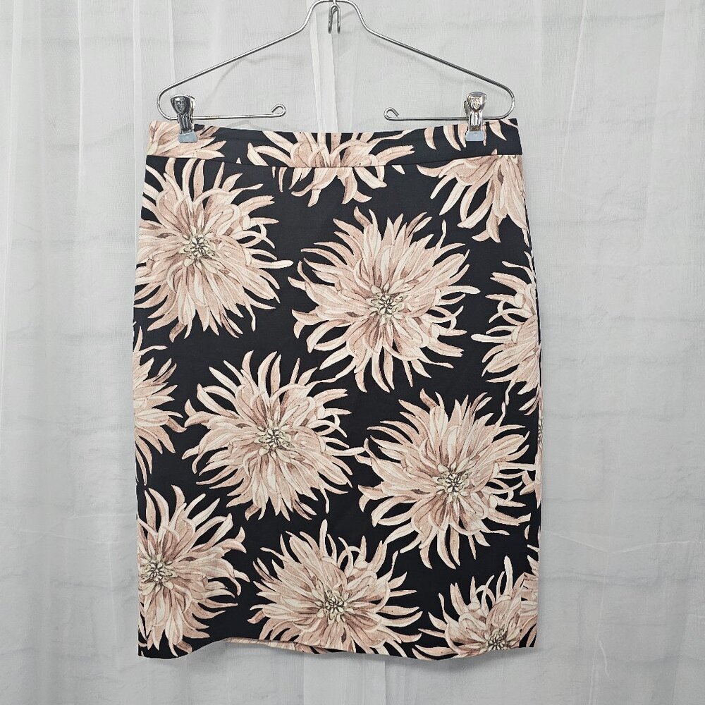 Ann Taylor Skirt Black Pink Floral 10